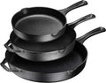 Bruntmor Pre-Seasoned Frying Pan Set: 8, 10, 12 Inch Skillets