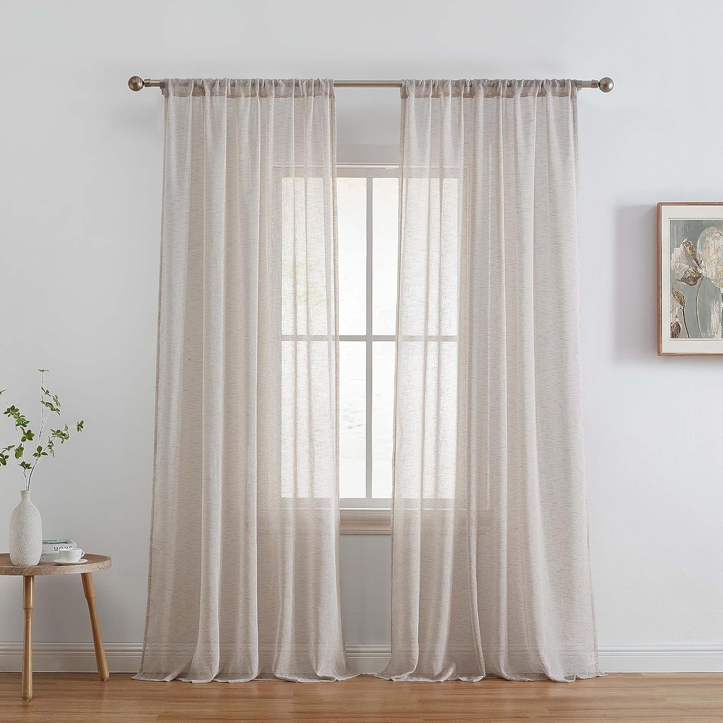 HLC.ME Penelope - Faux Linen Sheer Curtains