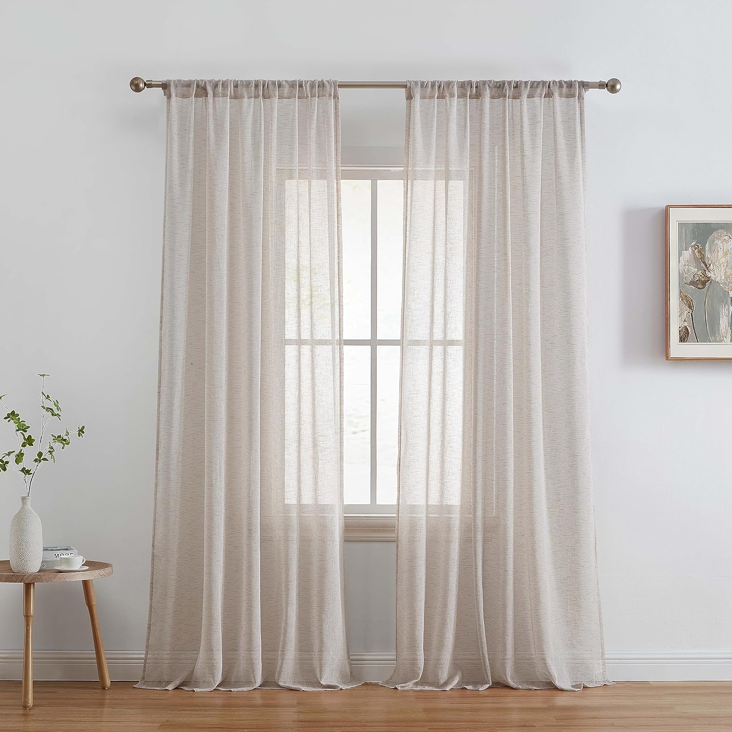 HLC.ME Penelope - Faux Linen Sheer Curtains