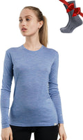Merino Wool Base Layer Women Long Sleeve - Soft Thermal