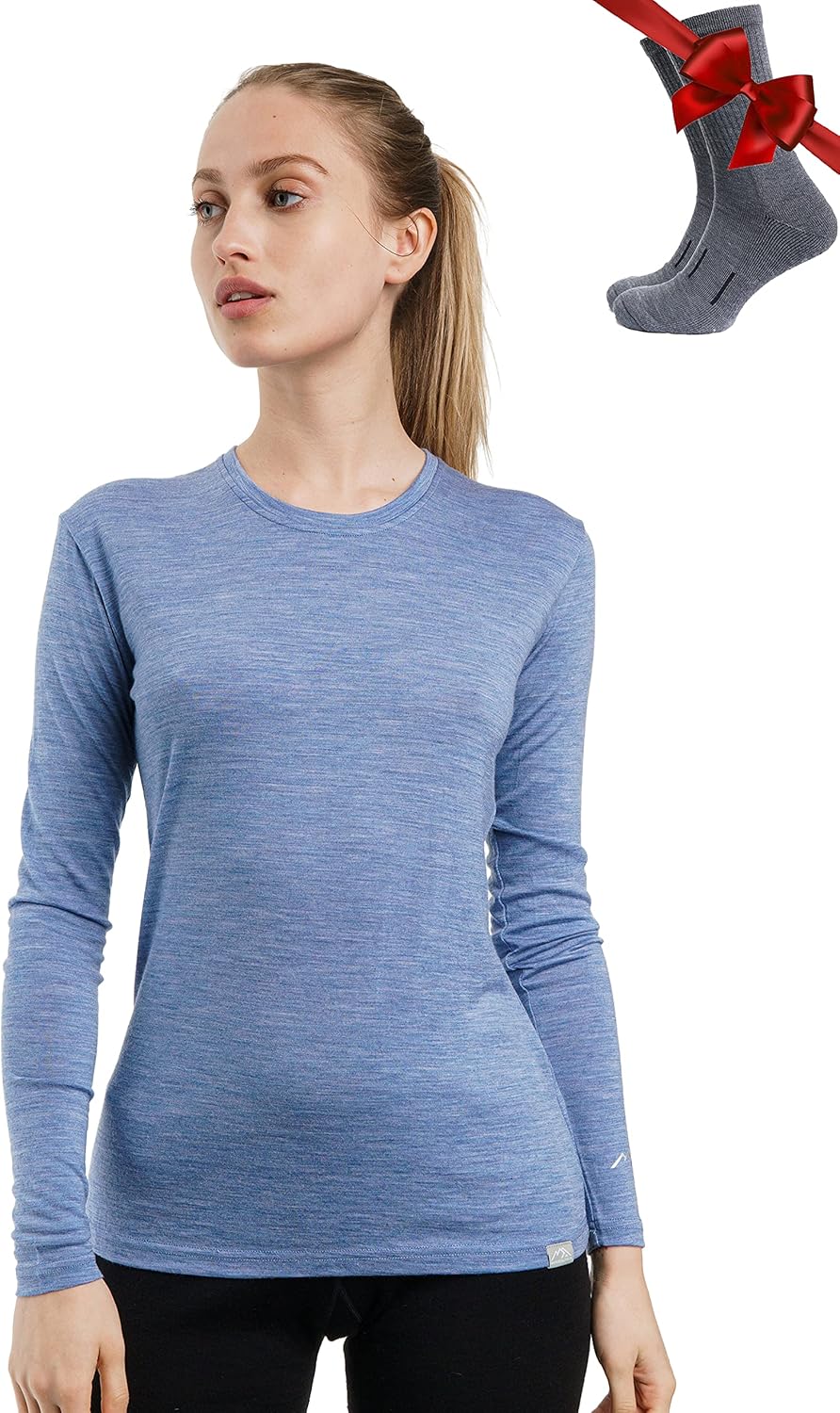 Merino Wool Base Layer Women - Comfortable Thermal Shirt & Socks