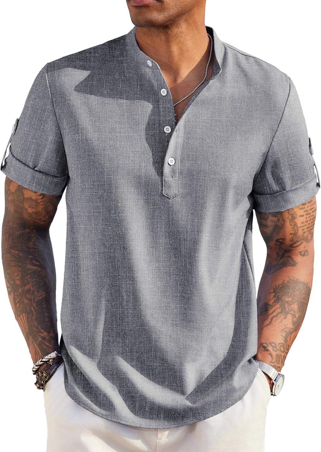 COOFANDY Men's Casual Henley Shirt for Summer Beach Style