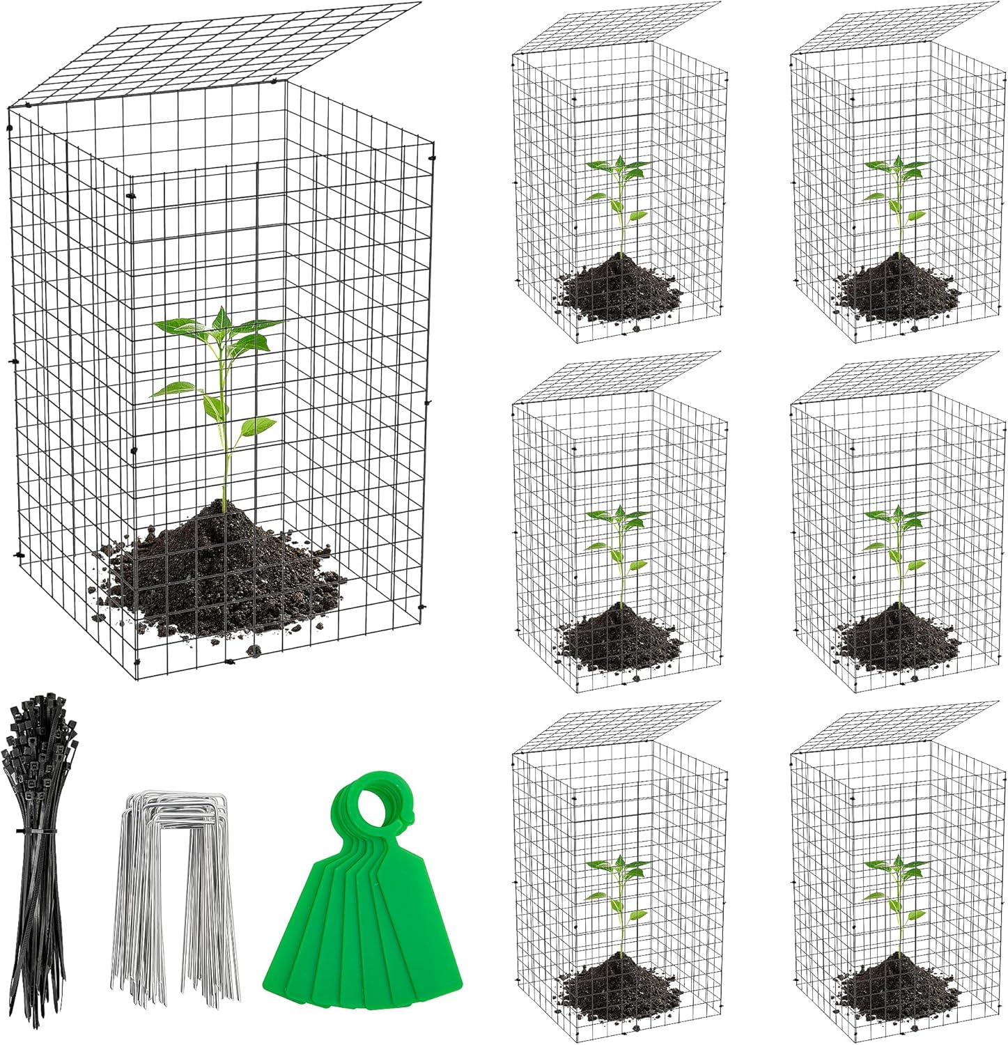 Adnee 7 Pack Wire Plant Protector Cages for Garden Plants