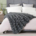 DREAMNINE Large Soft Thick Fuzzy Bubble Faux Rabbit Fur Blanket - Cozy