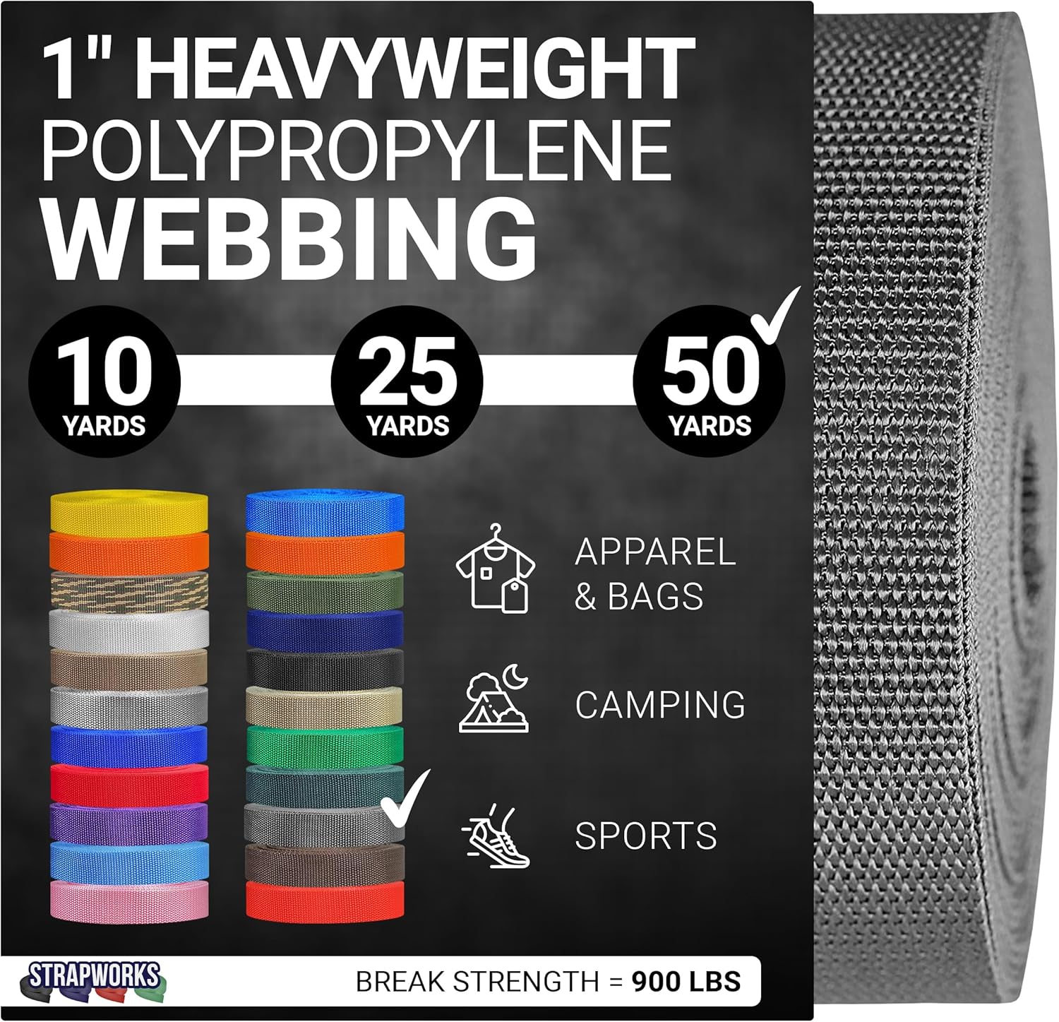 Heavyweight Polypropylene Webbing for Outdoor DIY Gear Repair