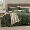 Bedsure Luxury Waffle Duvet Cover Queen Size - Textured Olive Green