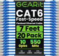 Cat6 Patch Cable 7 ft 20-Pack - Premium Series Blue