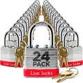 24 Keyed-Alike Padlocks w/ 1.25 in Shackle (24-Pack) - One Key