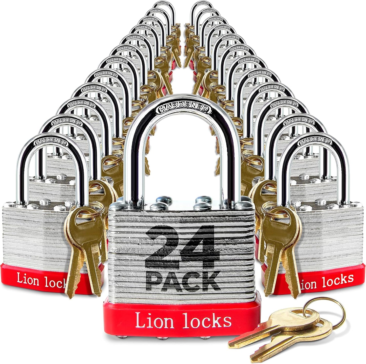Keyed-Alike Padlocks for Security - 24 Pack with 48 Keys
