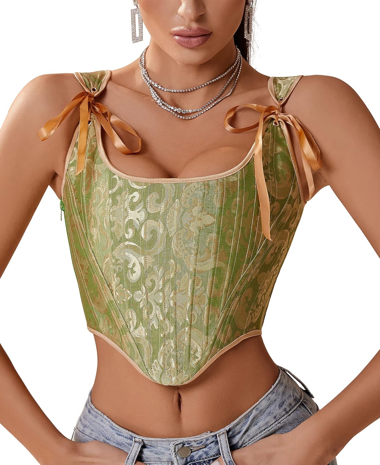 Dreay Womens Vintage Asymmetrical Hem Corset Top for Style