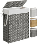 Slim Laundry Hamper with Lid 14.5 Gallon - Space-Saving Rattan Laundry