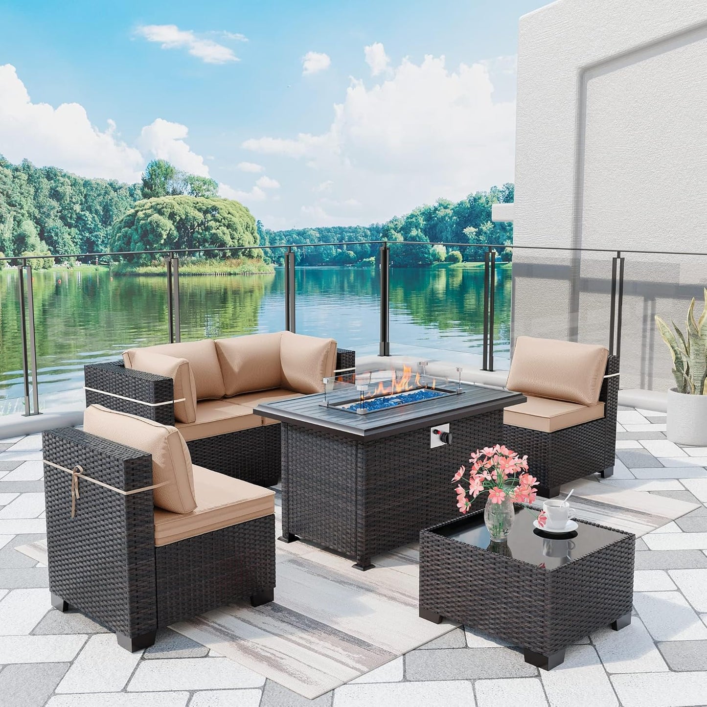 Outdoor Patio Furniture with Fire Pit Table for Cozy Gatherings