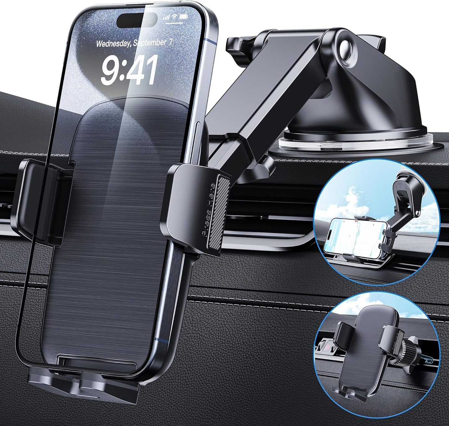 Secure Car Phone Holder KTUQF - Bumpy Roads Friendly!