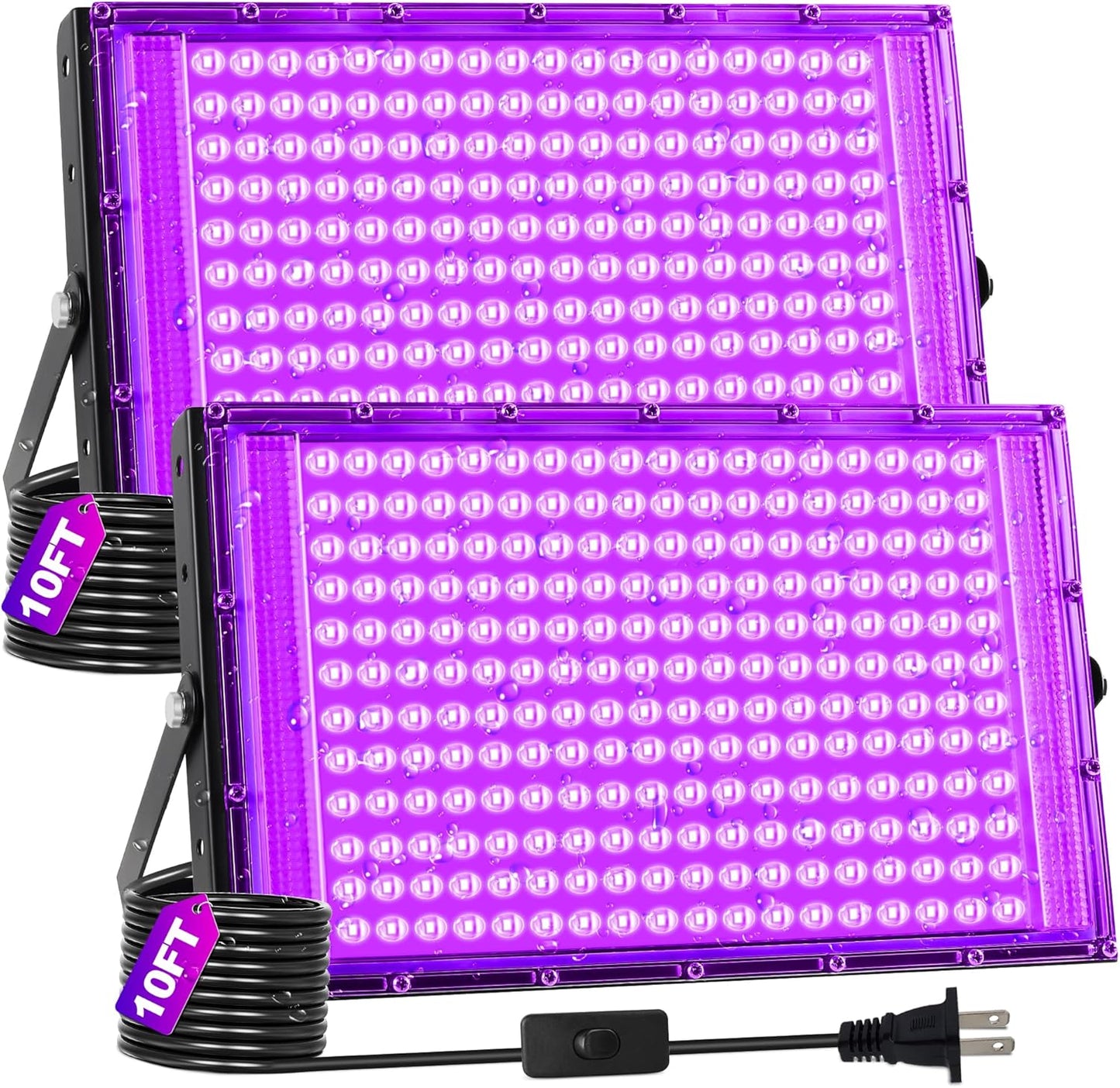 200W Black Light 2 Pack with Waterproof Design for Parties