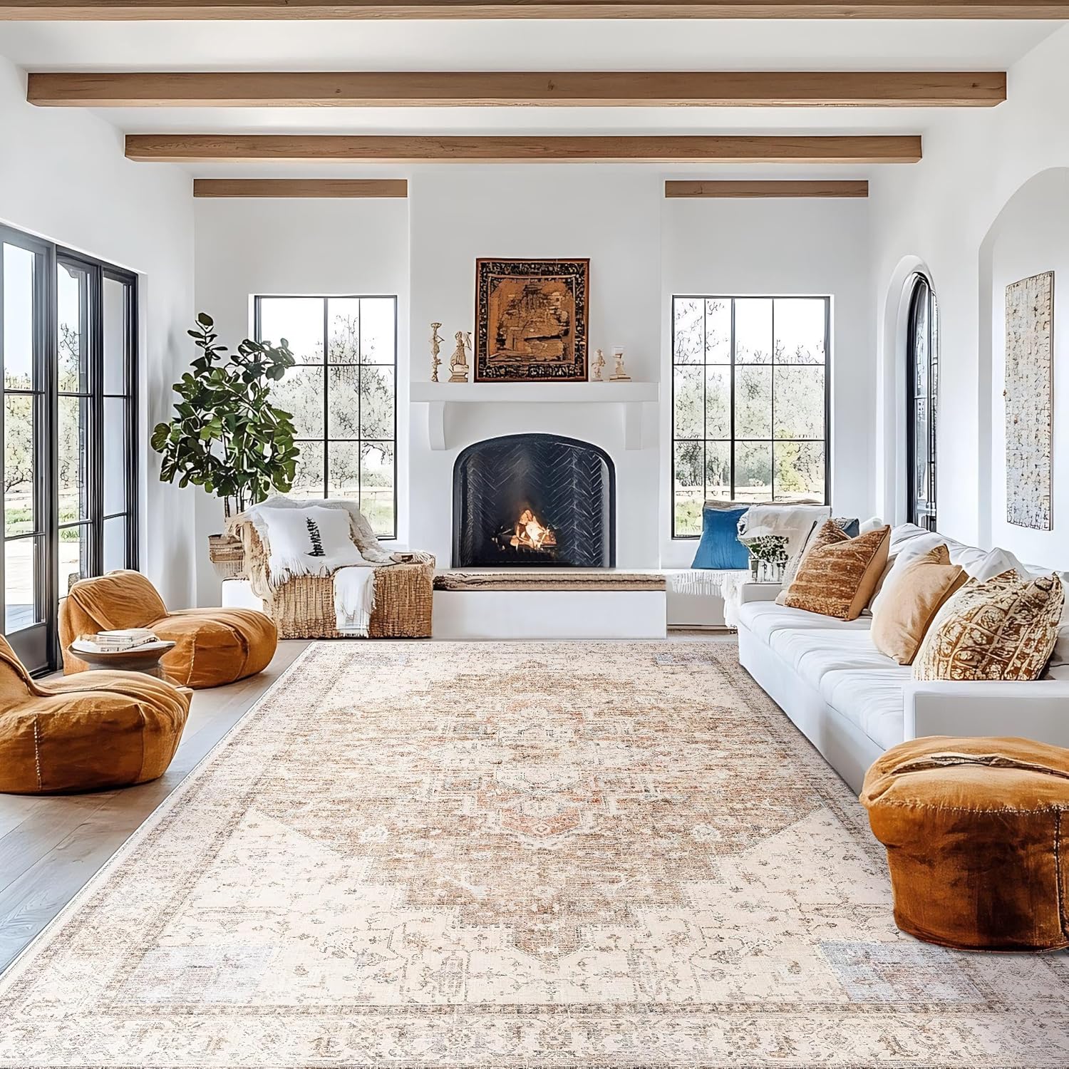 Washable Area Rugs 9x12 for Living Room and Bedroom Style