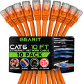 Cat 6 Ethernet Cable 10-Pack 10 ft - Reliable 10Gbps Patch Cords