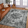 Boho Washable Rug 5x7 - Black Vintage Non Slip Area Rug