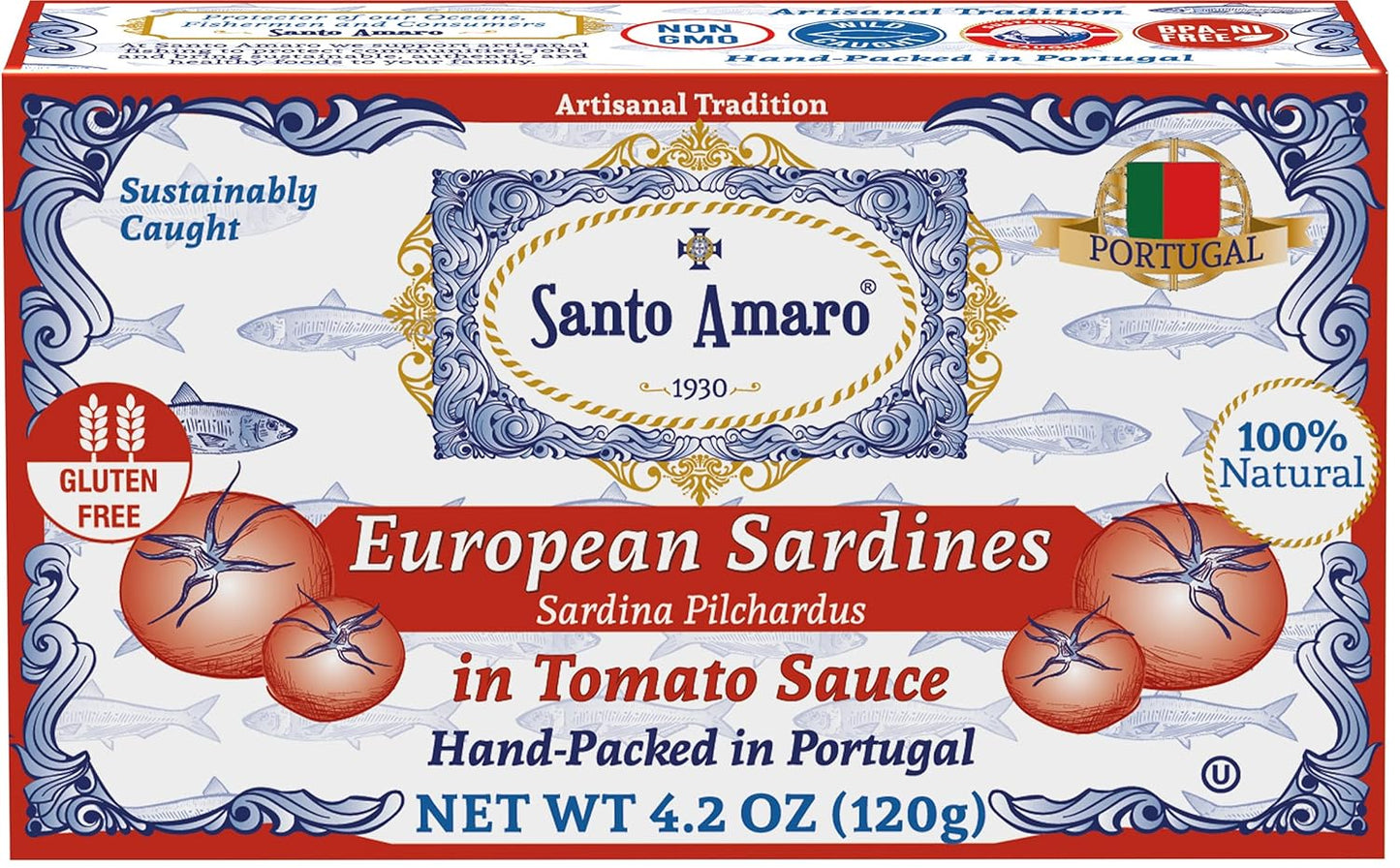 Santo Amaro Authentic Sardines in Tomato Sauce - 12 Pack