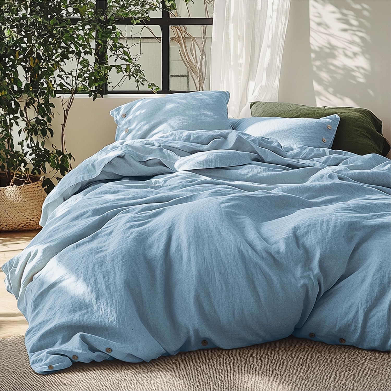 Bedsure Linen Duvet Cover King Size Set for Cozy Sleep