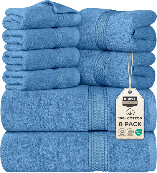 Premium 8 Piece Towel Set for Spa, Gym, and Everyday Use
