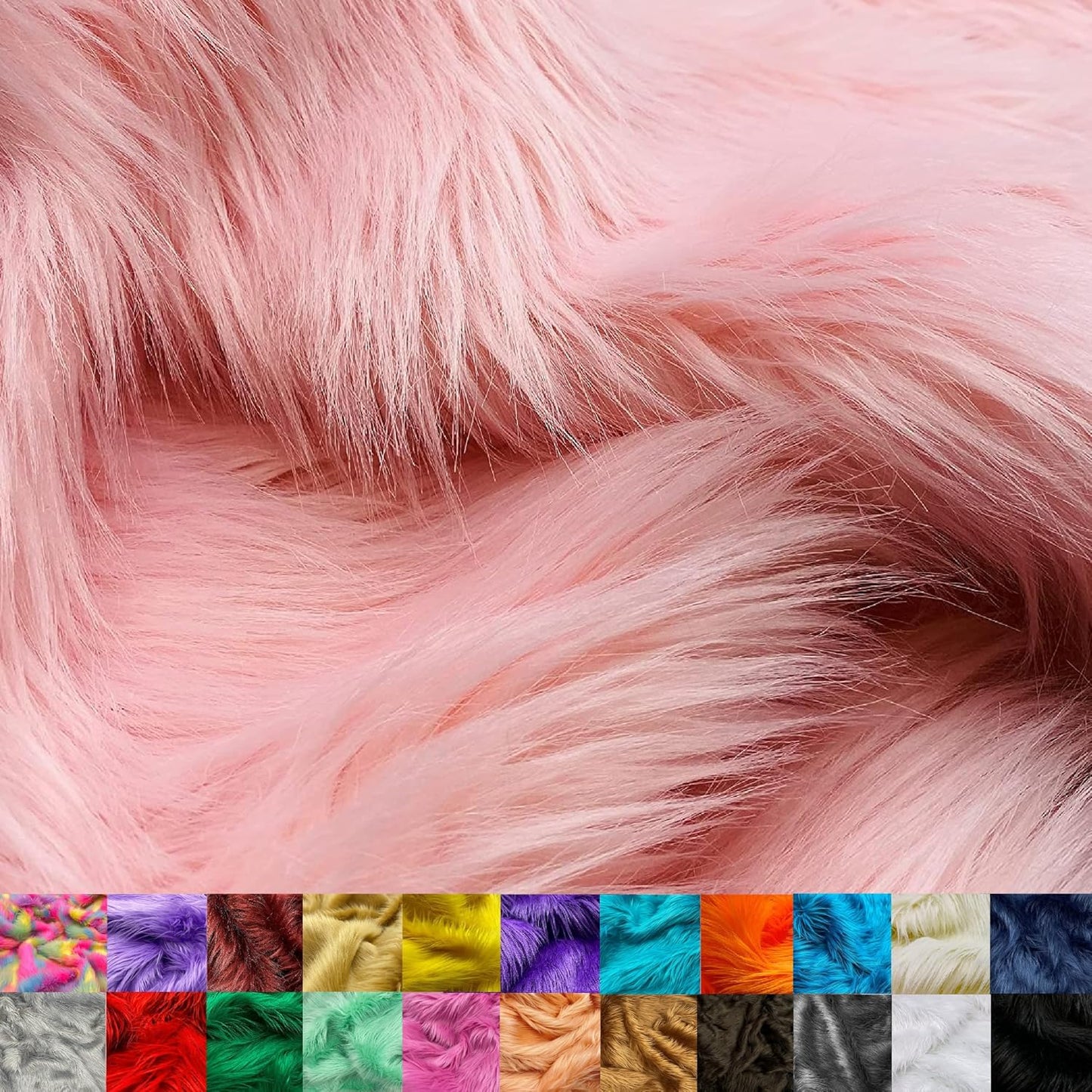Ice Fabrics Faux Fur Fabric - Super Soft Baby Pink Shaggy 60in