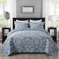 NEWLAKE Cotton Bedspread Quilt Sets with Floral Design for Queen