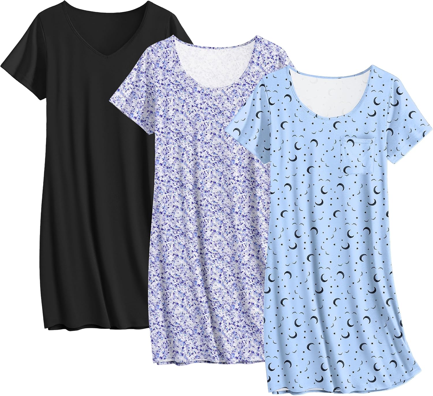 Ekouaer Cotton Nightgowns for Women - 3 Pack Sleepshirts