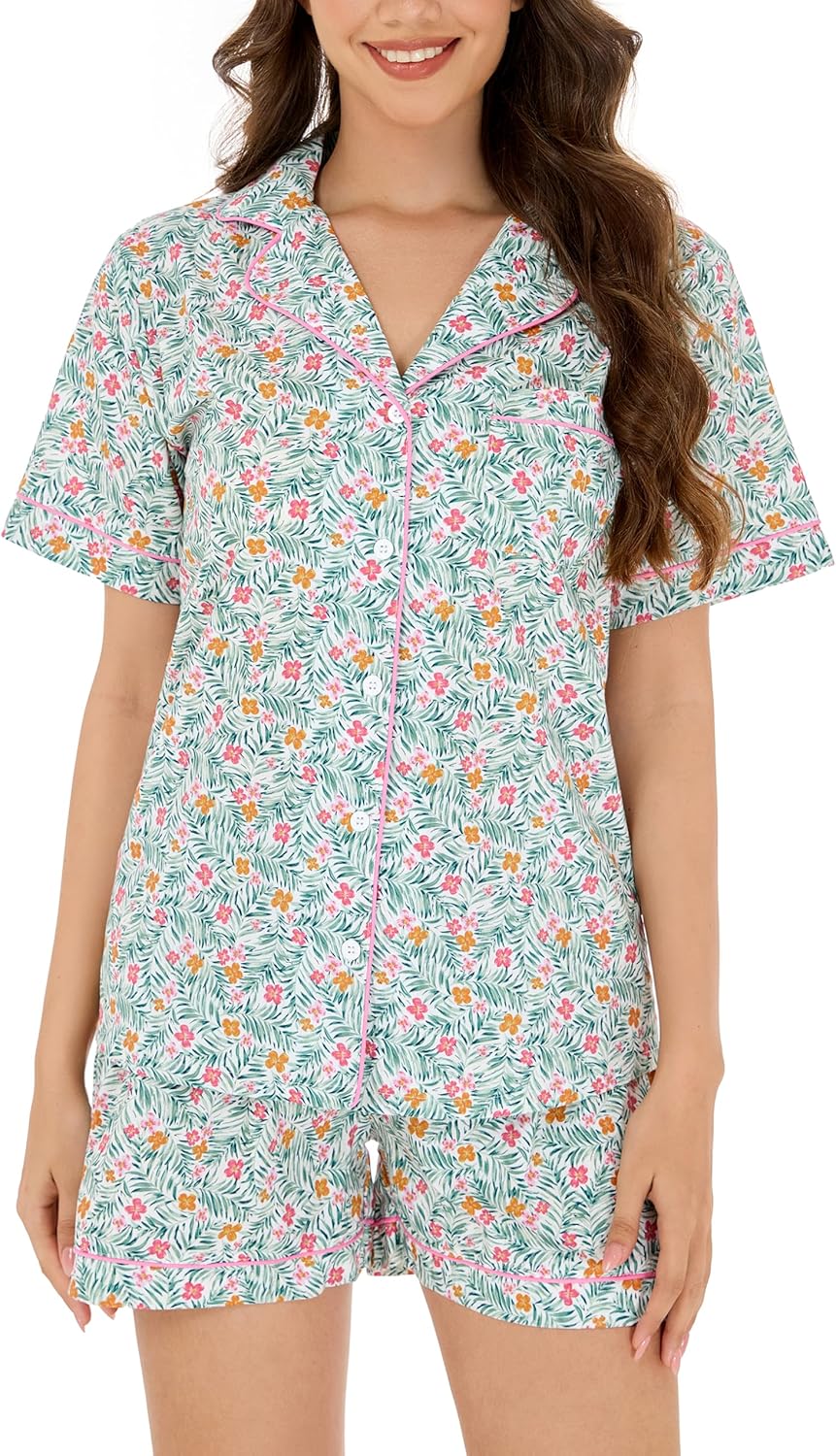 LUBOT 100% Cotton Pajamas for Women - Stylish Summer Sleepwear