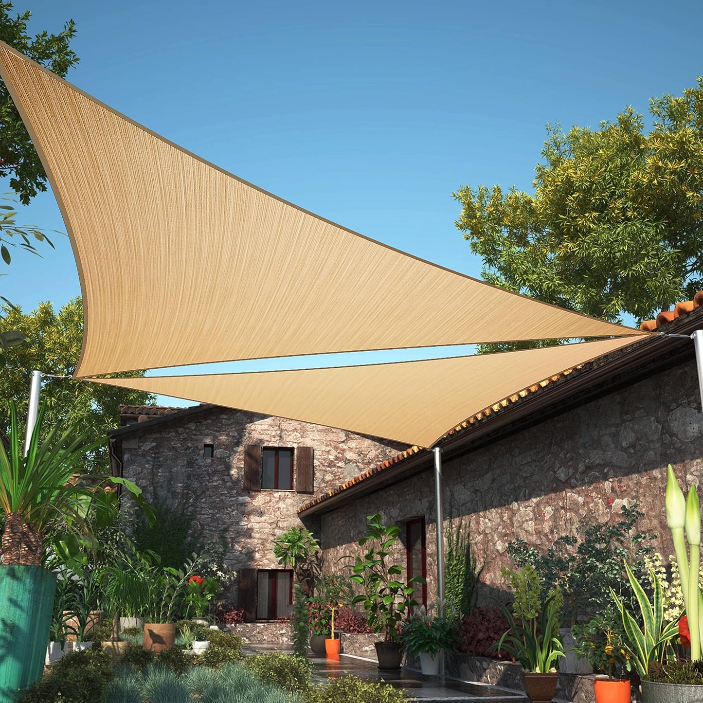 Triangle Sun Shade Sail 26ft x 26ft x 26ft for Outdoor Spaces