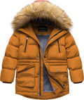 Boy's Winter Parka Water Resistant Hooded Puffer Fleece Lined Jacket