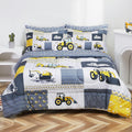 Kids Twin Comforter Set Yellow Excavator Bedding - 6 Piece Twin