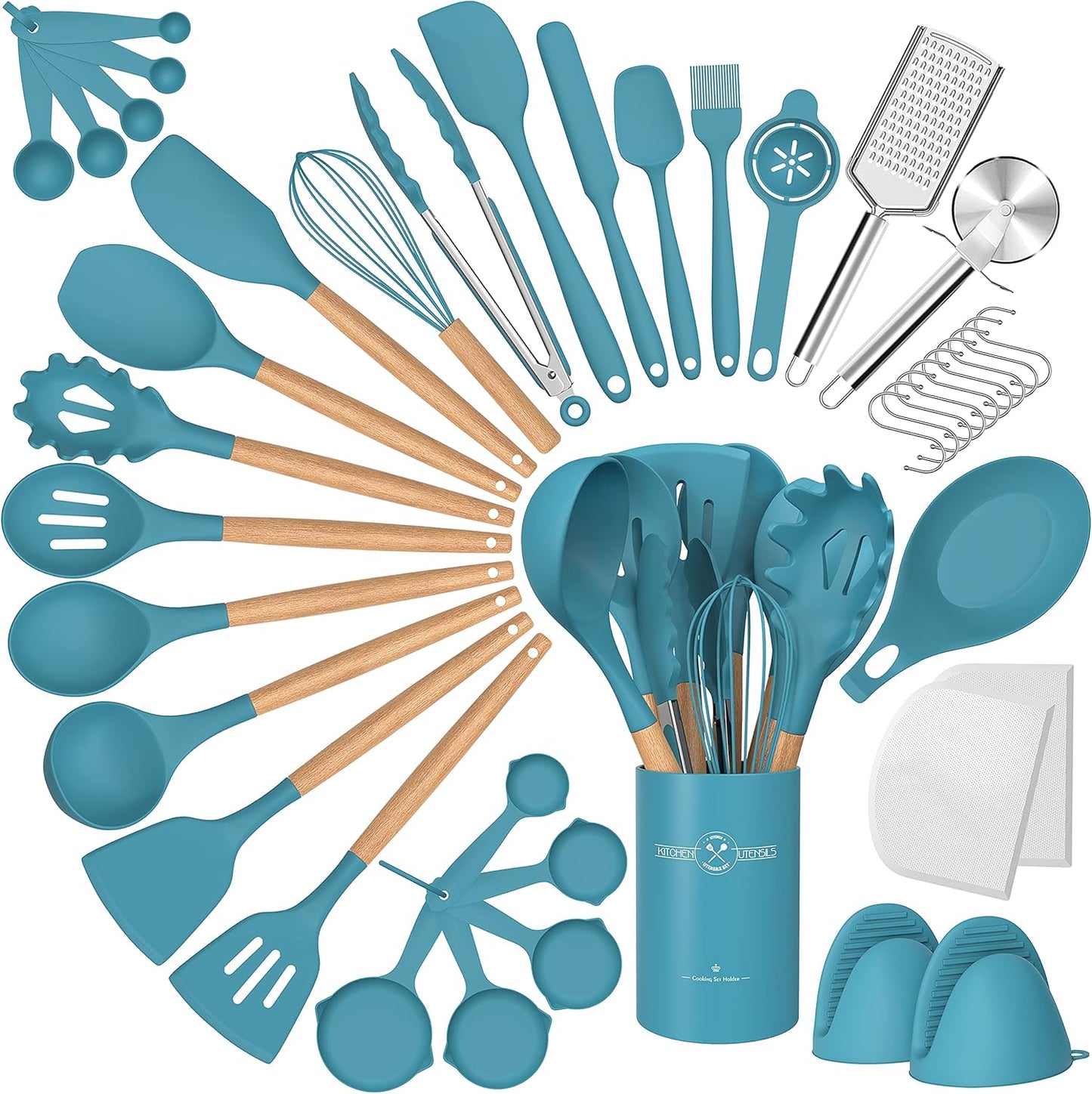 Silicone Cooking Utensils Set - 43Pcs Non-Stick Kitchen Tools