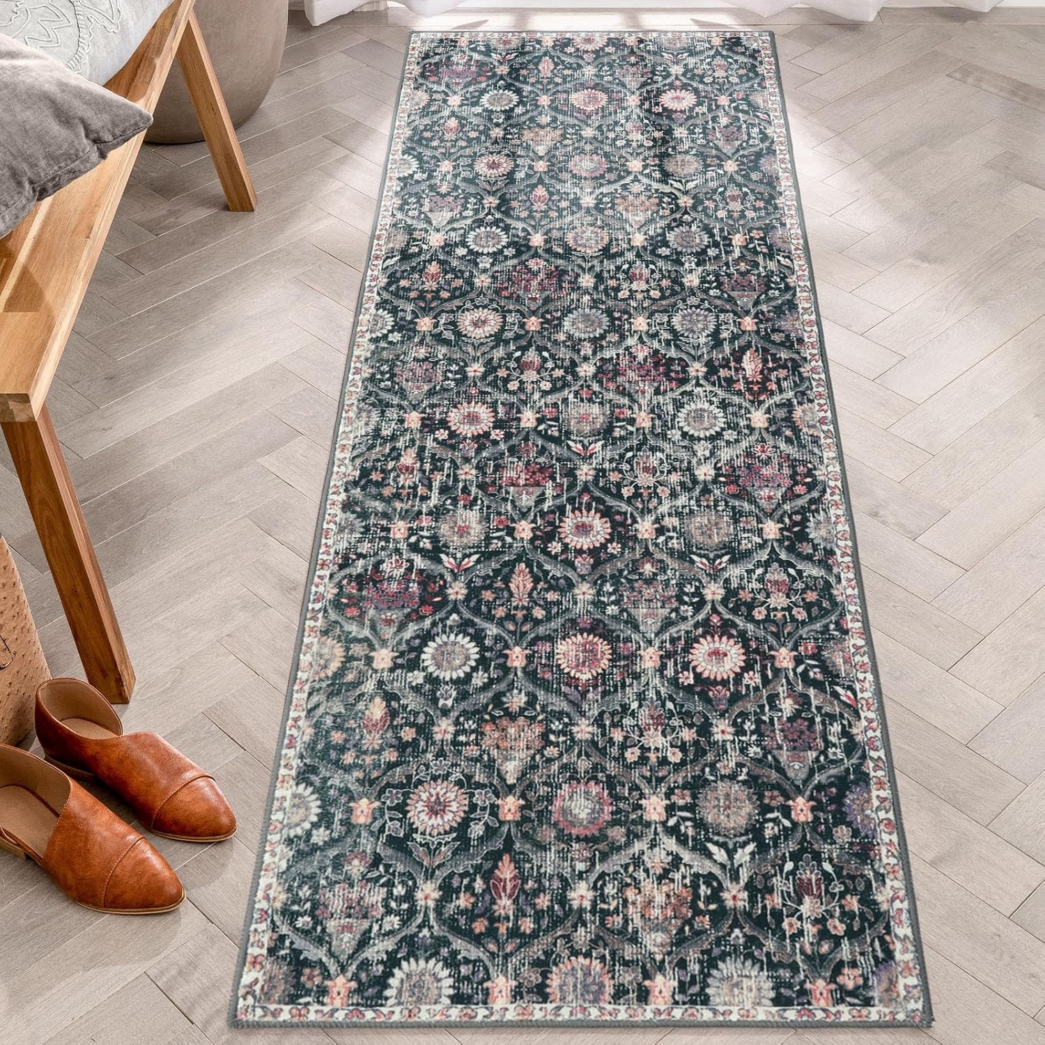 Lahome Moroccan Trellis Washable Runner Rug for Hallways 6 Feet