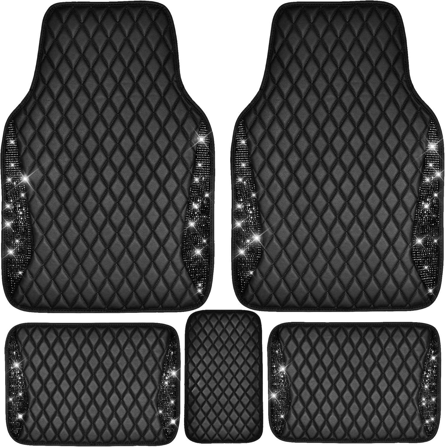 Bling Diamond Leather Car Mats for Women - Sparkly Floor Mats