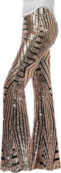 Nawgut Sequin Flare Pants Sparkly High Waisted Bell