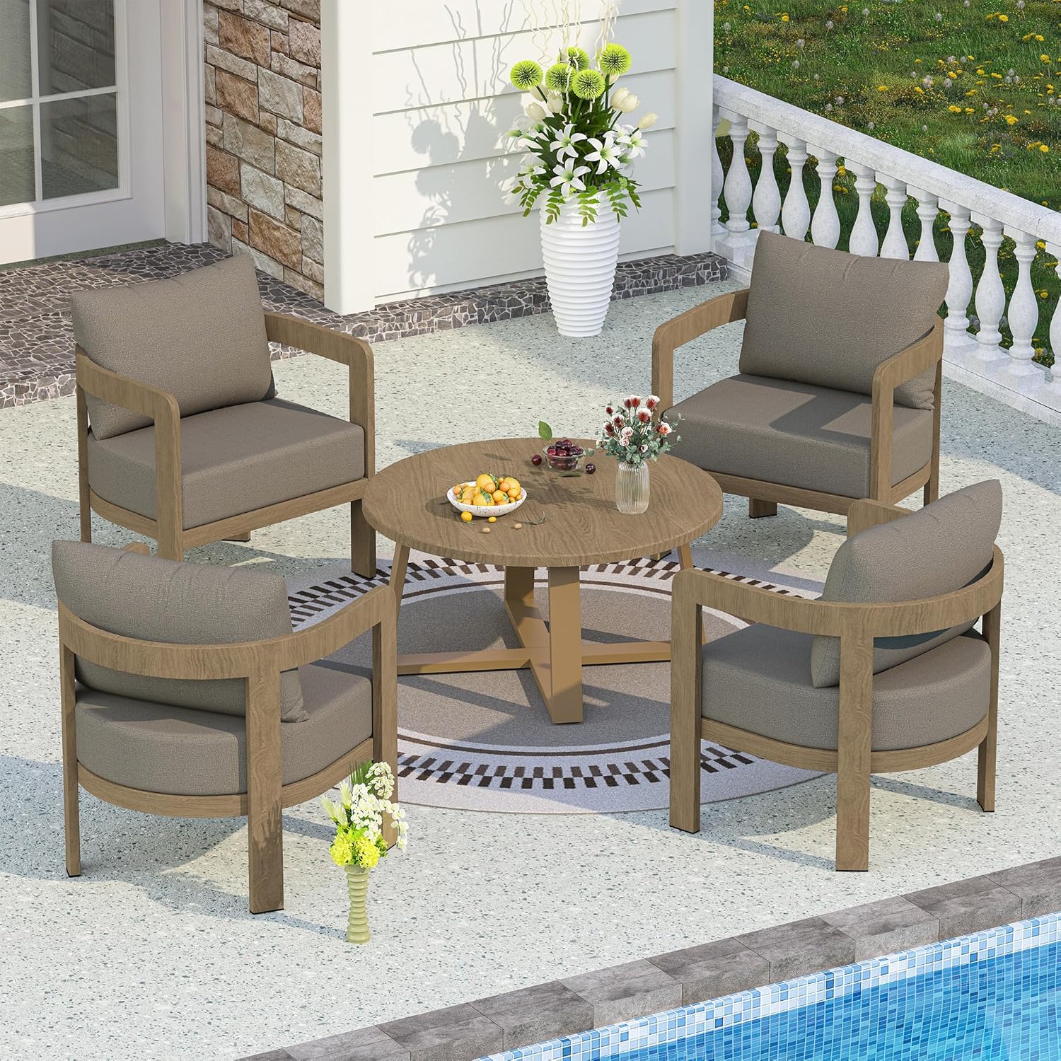 Outdoor Patio Furniture Set with Modern Metal Design and Comfort