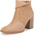 Women's Square Toe Ankle Boots High Chunky Heel - LAICIGO