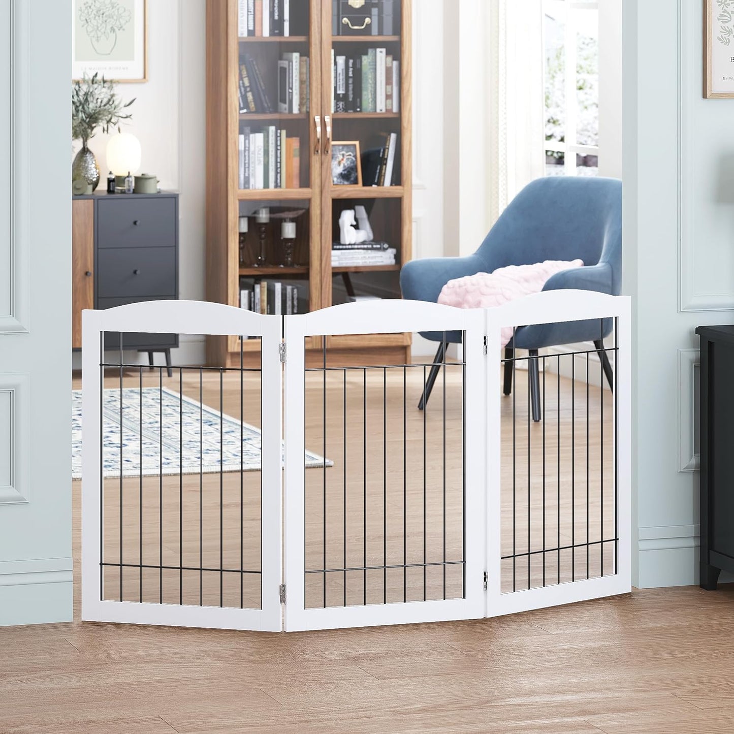 Spirich Freestanding Wire Pet Gate for Dogs, 60 in Extra Wide