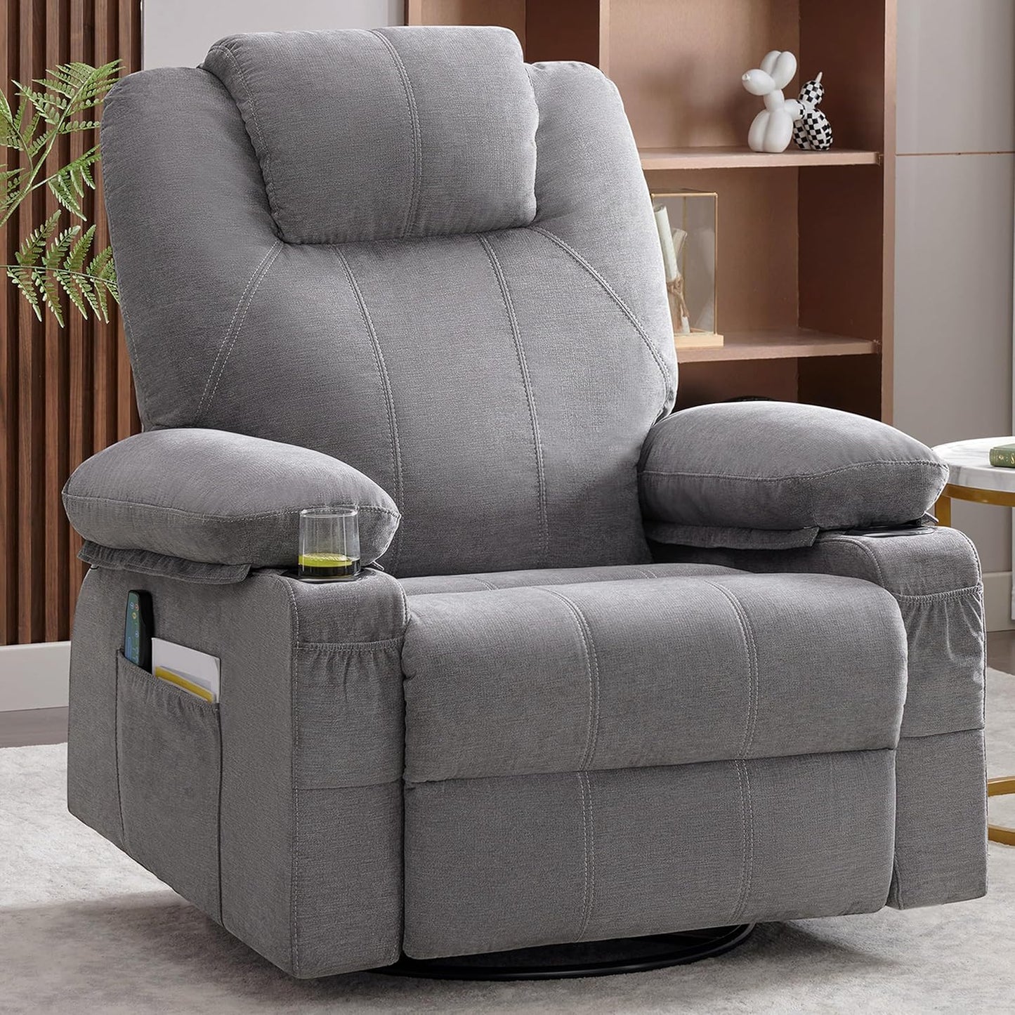 Ultimate Comfort: Swivel Rocker Recliner with Heat & Massage