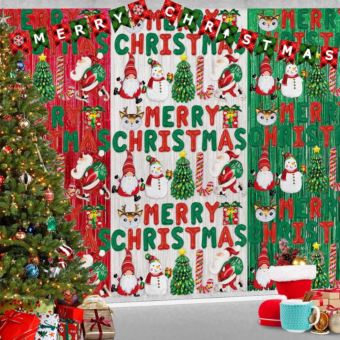 Merry Christmas Foil Fringe Curtains - 3 Pack!