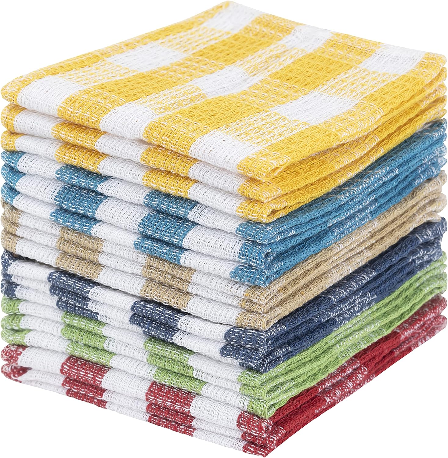 Vibrant 18-Pack Waffle Weave Kitchen Cloths - American Linen