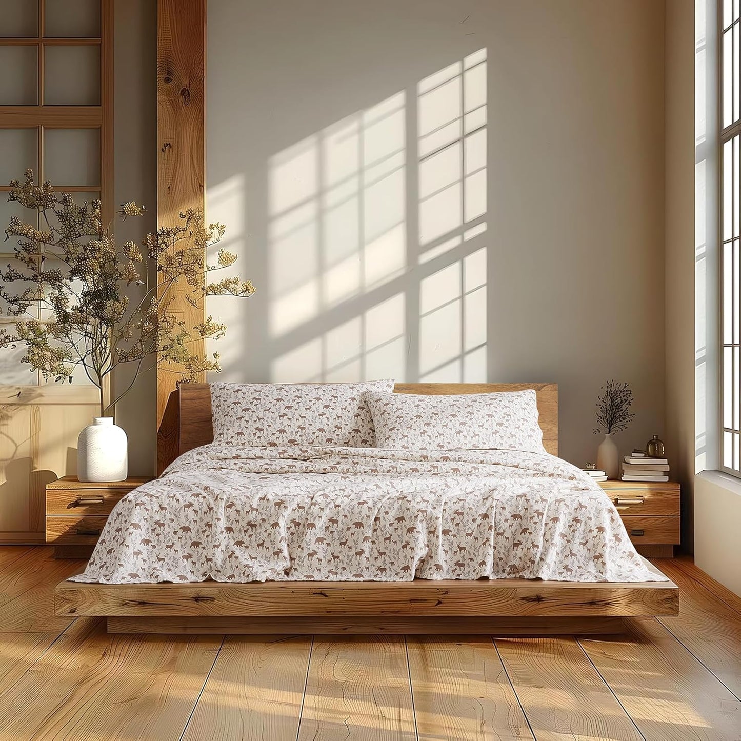 Cozy 100% Cotton Flannel Sheet Set for King Size Beds