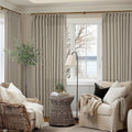 Pinch Pleat Linen Curtains 70 x 108 in - Thick Semi Sheer Patio Drapes