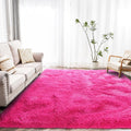 Fluffy Area Rug for Living Room 8x10 Feet, Hot Pink Shaggy