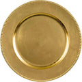 Gold Plastic Round Charger Plates 13in Pack of 4 - Disposable Elegant