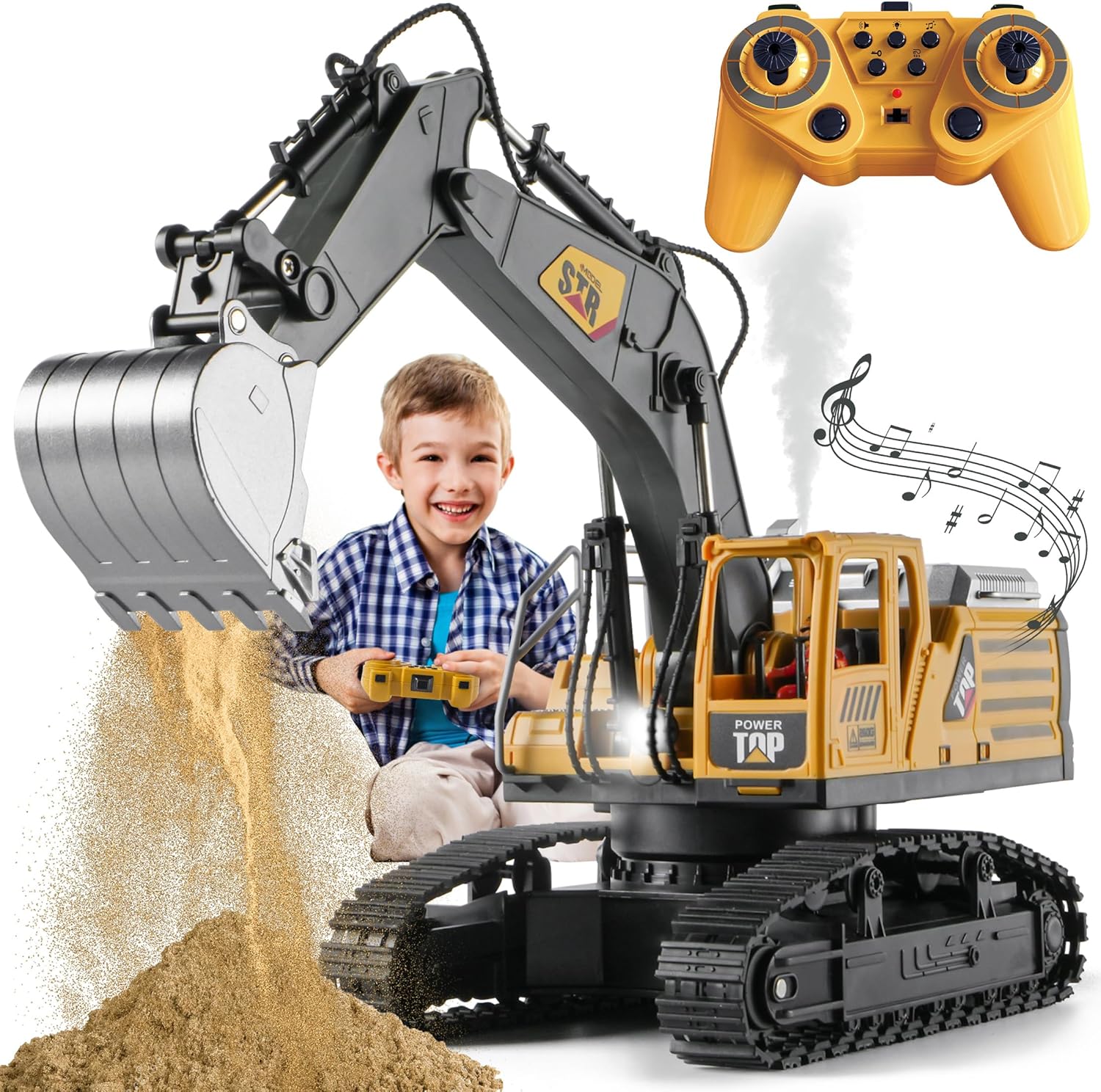 Remote Control Excavator Toys for Boys with Simulated Features