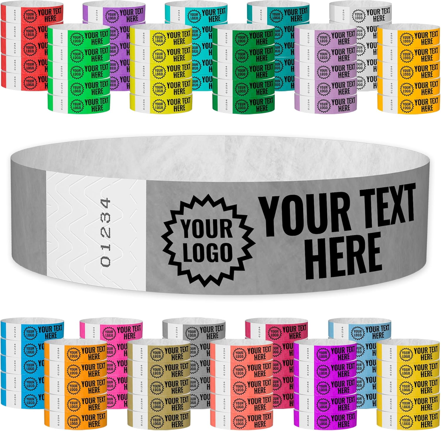 Custom Imprint Wristbands for Events - 300 Count Tyvek Bands