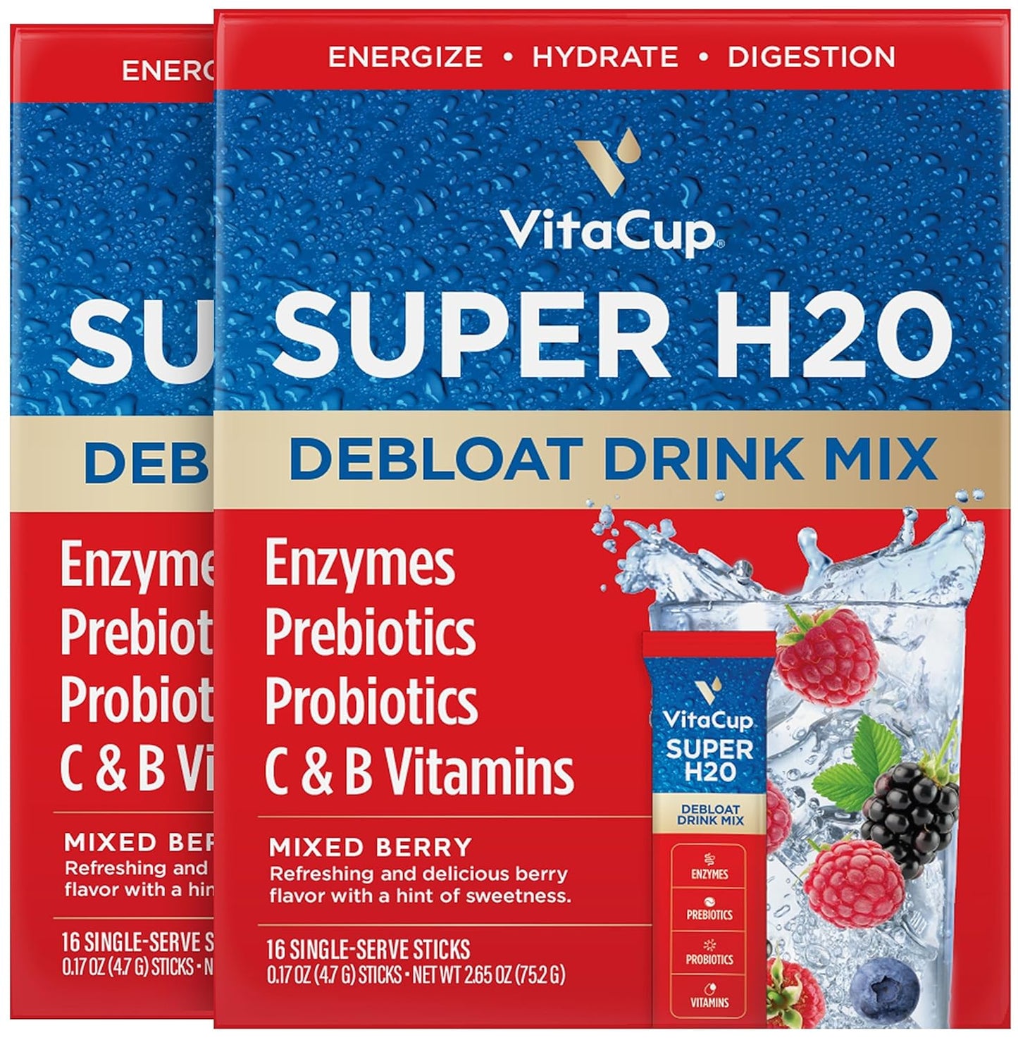 VitaCup Super H2O Bloating Relief Drink Mix for Digestive Health