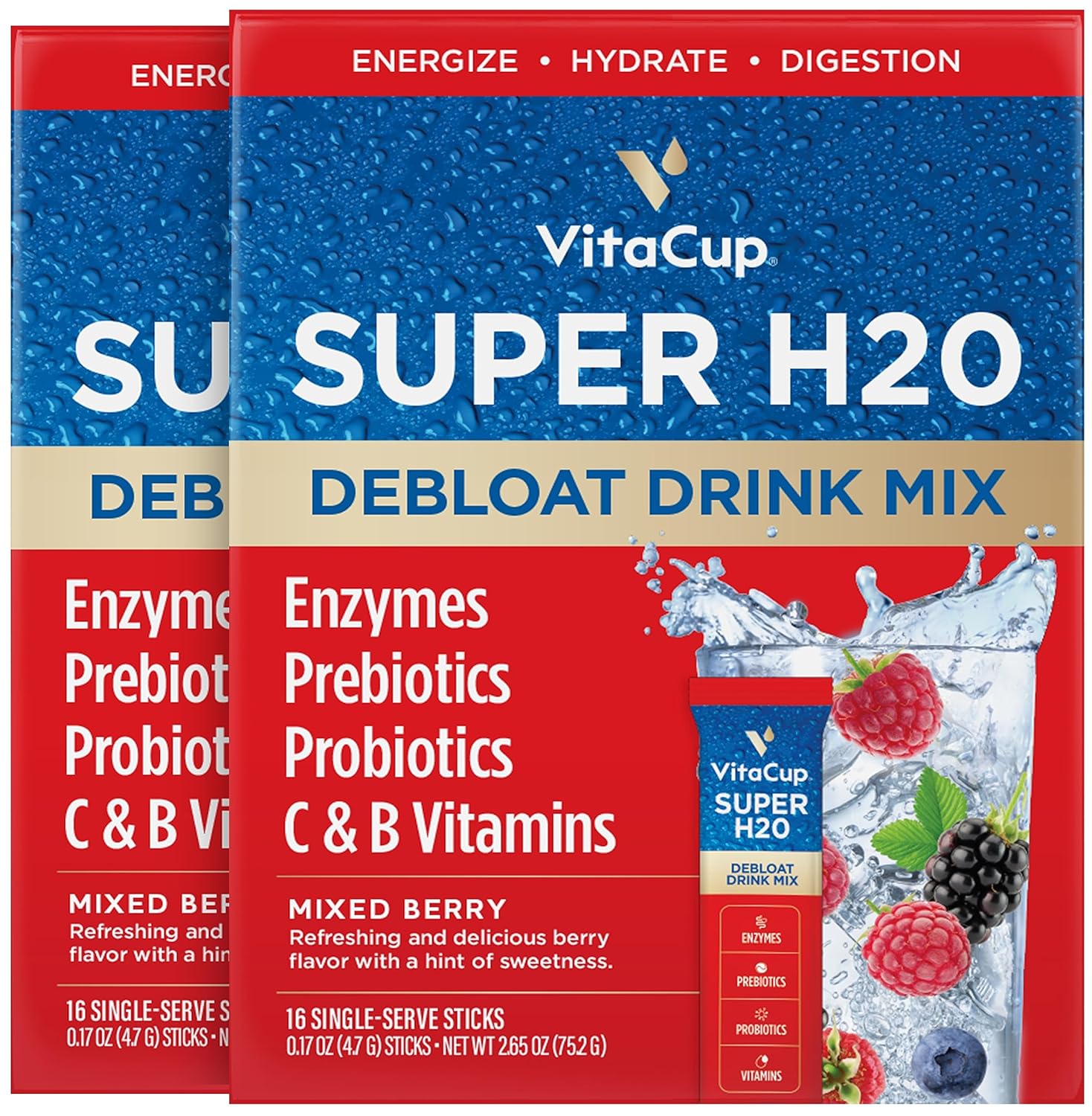 VitaCup Super H2O Bloating Relief Drink Mix for Digestive Health