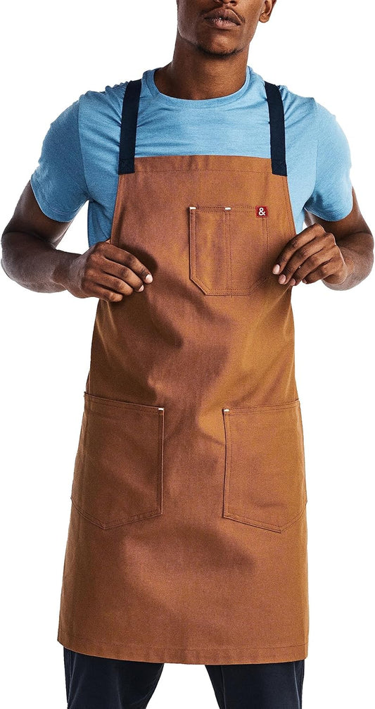 Crossback Chef Apron with Pockets - Durable Cotton Canvas